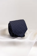 Cravatta Incappucciata in Pura Seta Blu pois azzurro