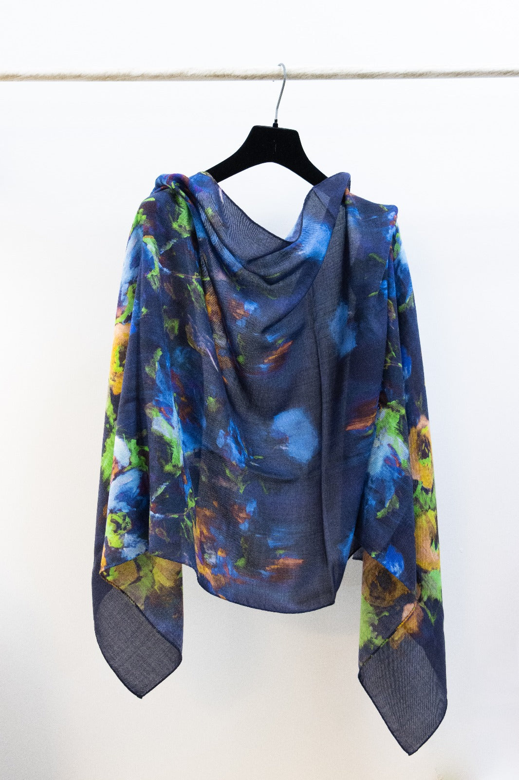 Pashmina Cachemire e Seta Blu