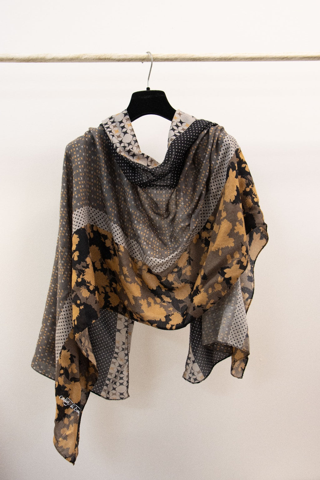 Pashmina Cachemire e Seta nera