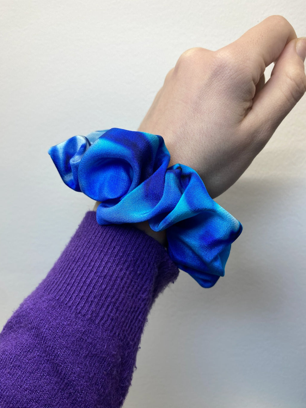Scrunchies Pura Seta blu sfumato