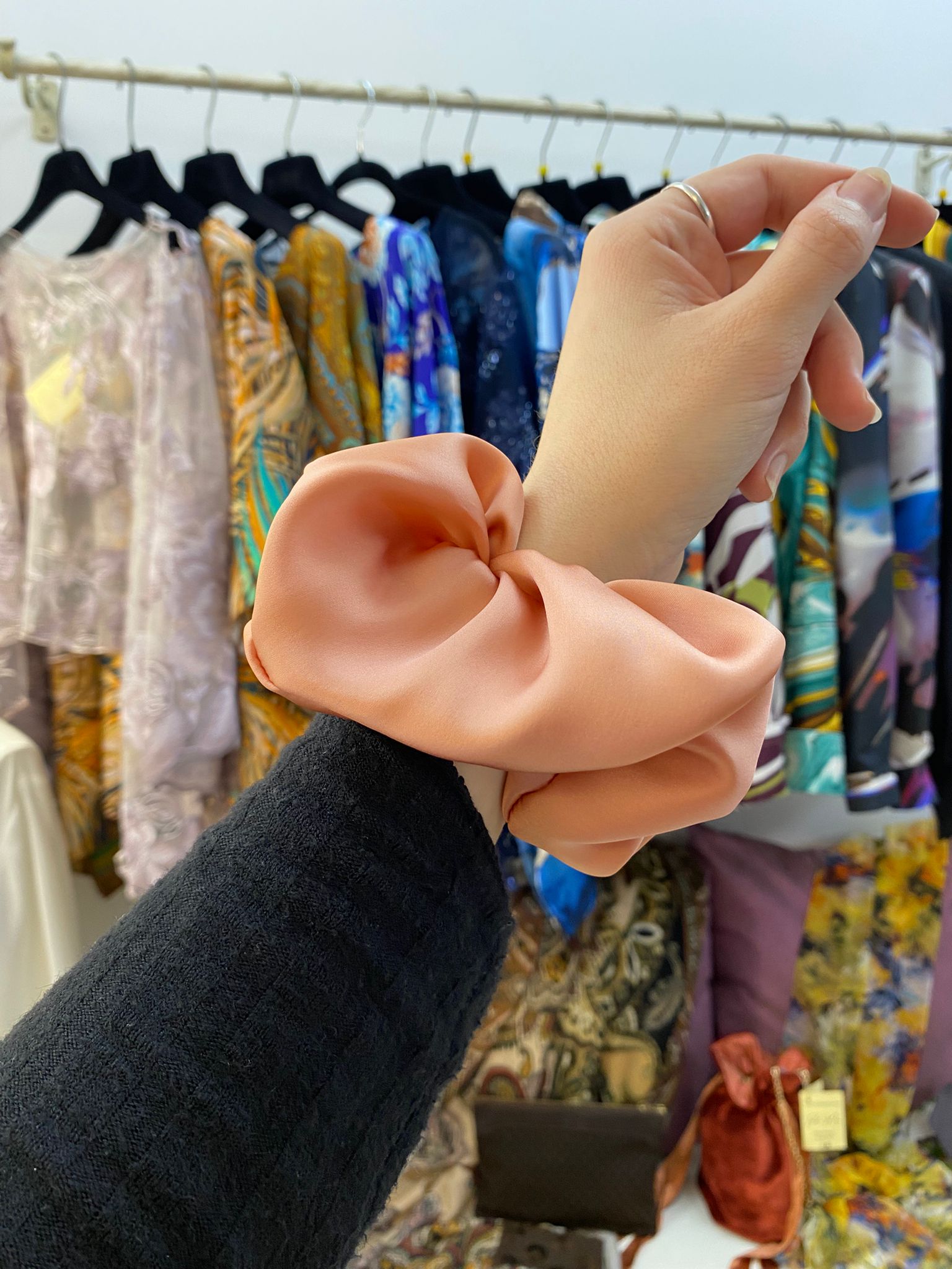 Scrunchies Pura Seta raso cipria