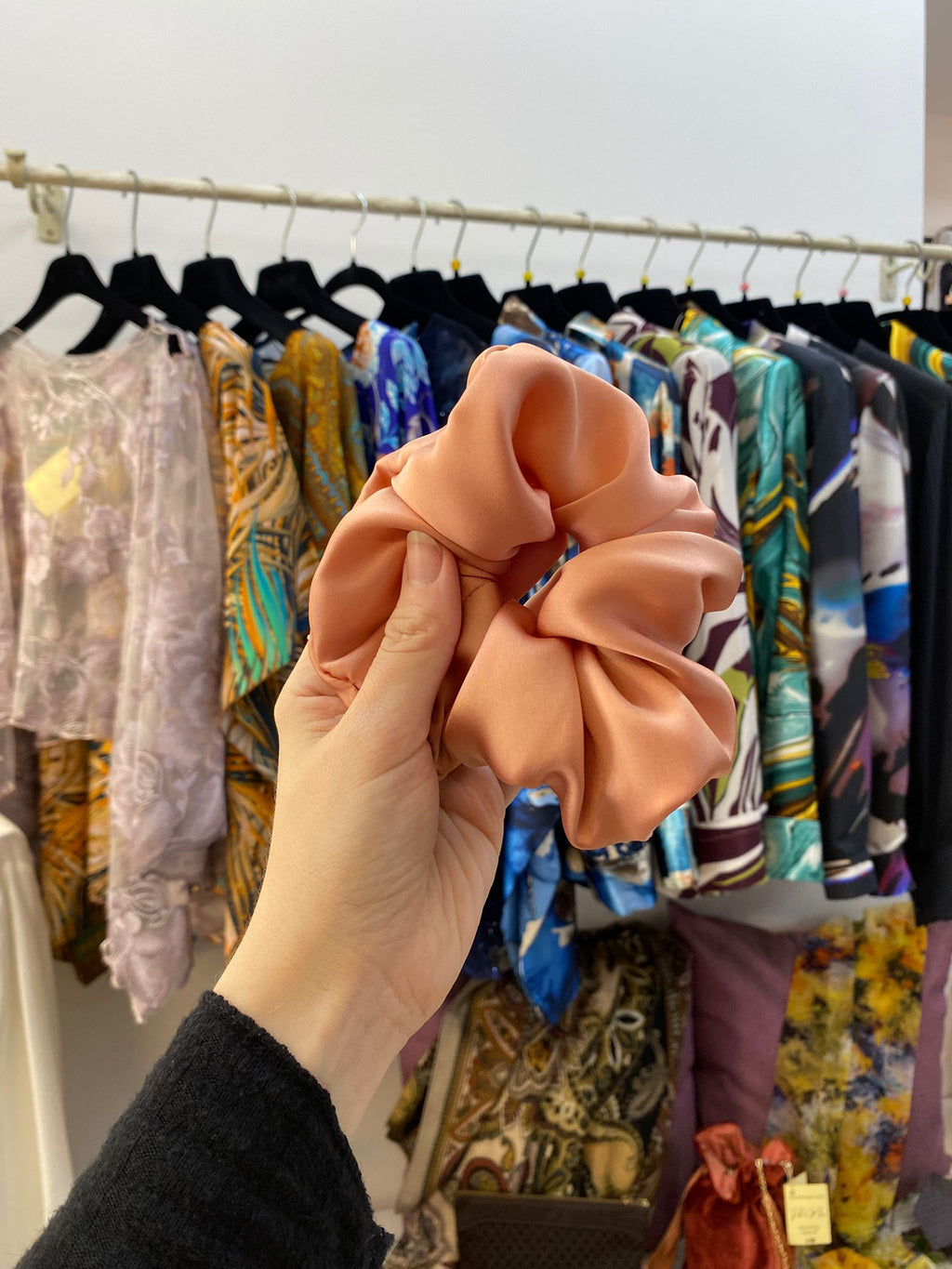 Scrunchies Pura Seta raso cipria