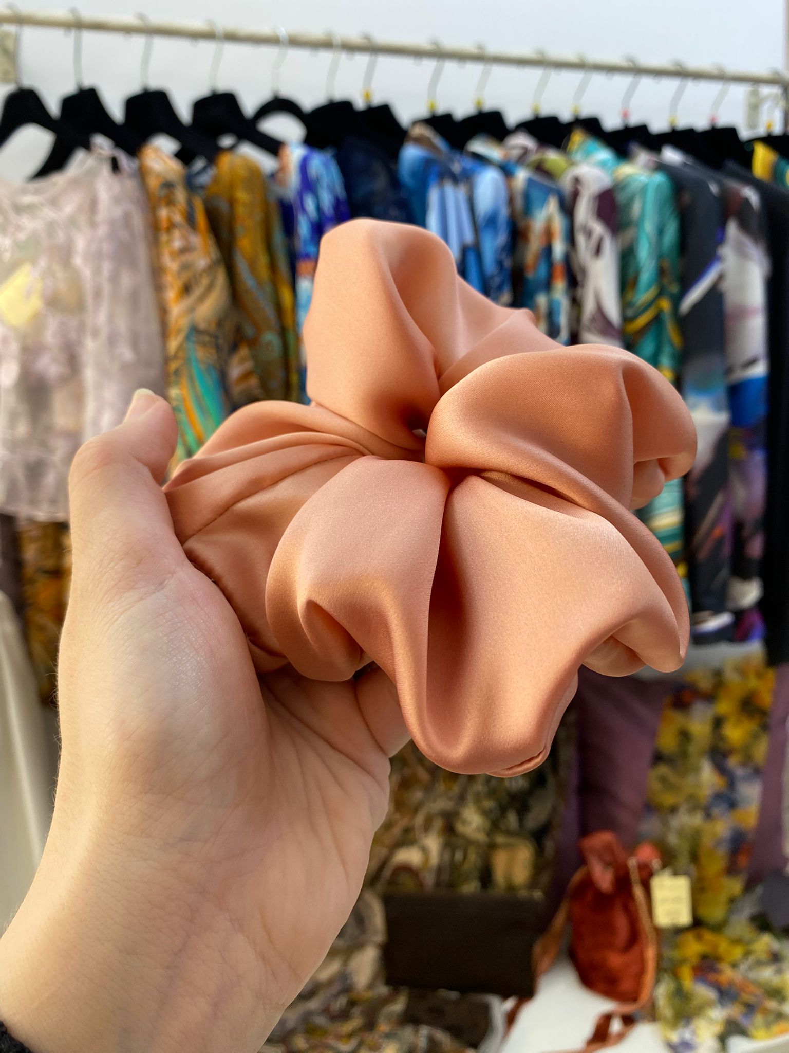 Scrunchies Pura Seta raso cipria