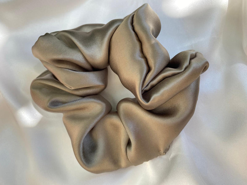 Scrunchies Pura Seta raso tortora
