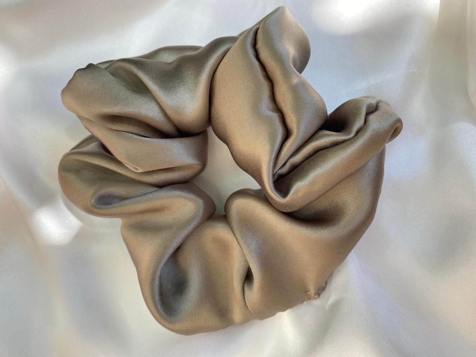 Scrunchies Pura Seta raso tortora