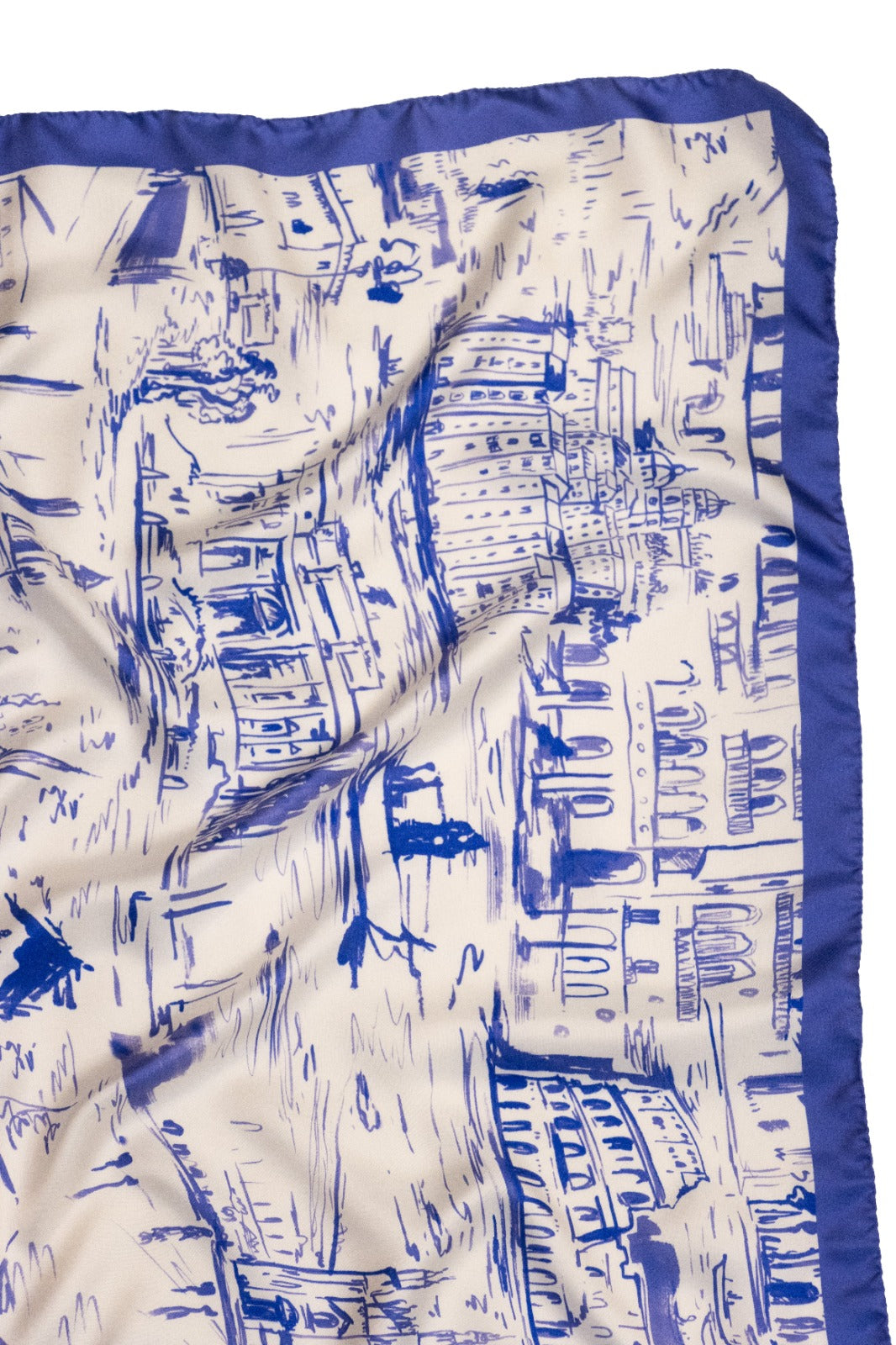 Foulard Classico in Twill di Pura Seta Azzurro e Bianco