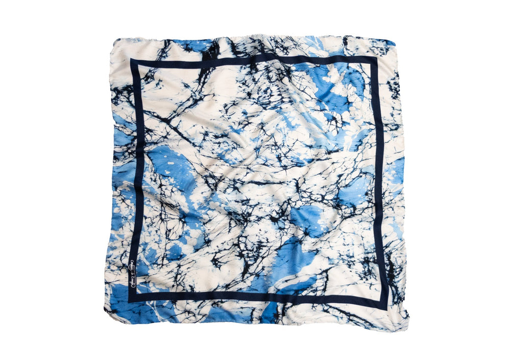 Foulard Classico in Twill di Pura Seta Azzurro e Blu
