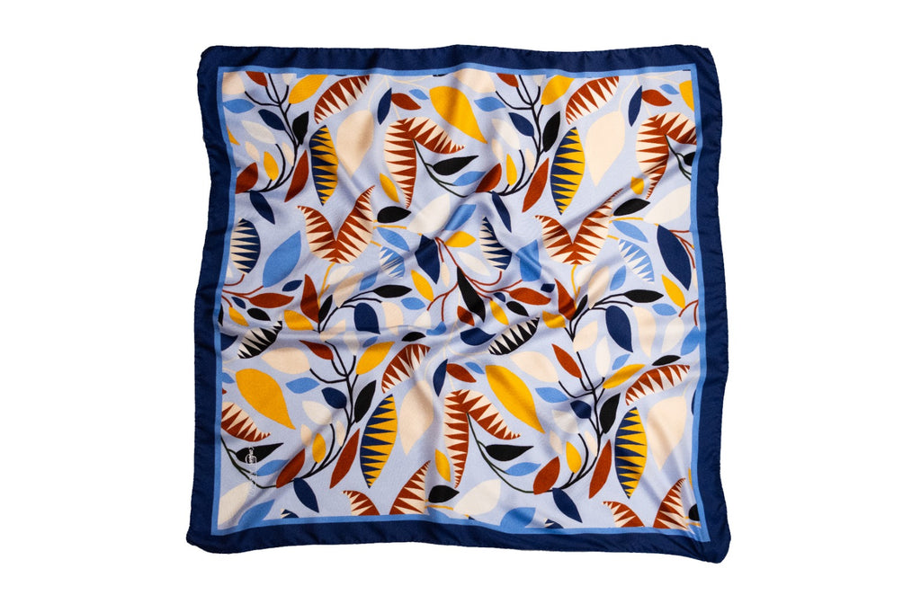 Foulard Classico in Twill di Pura Seta Azzurro e Giallo