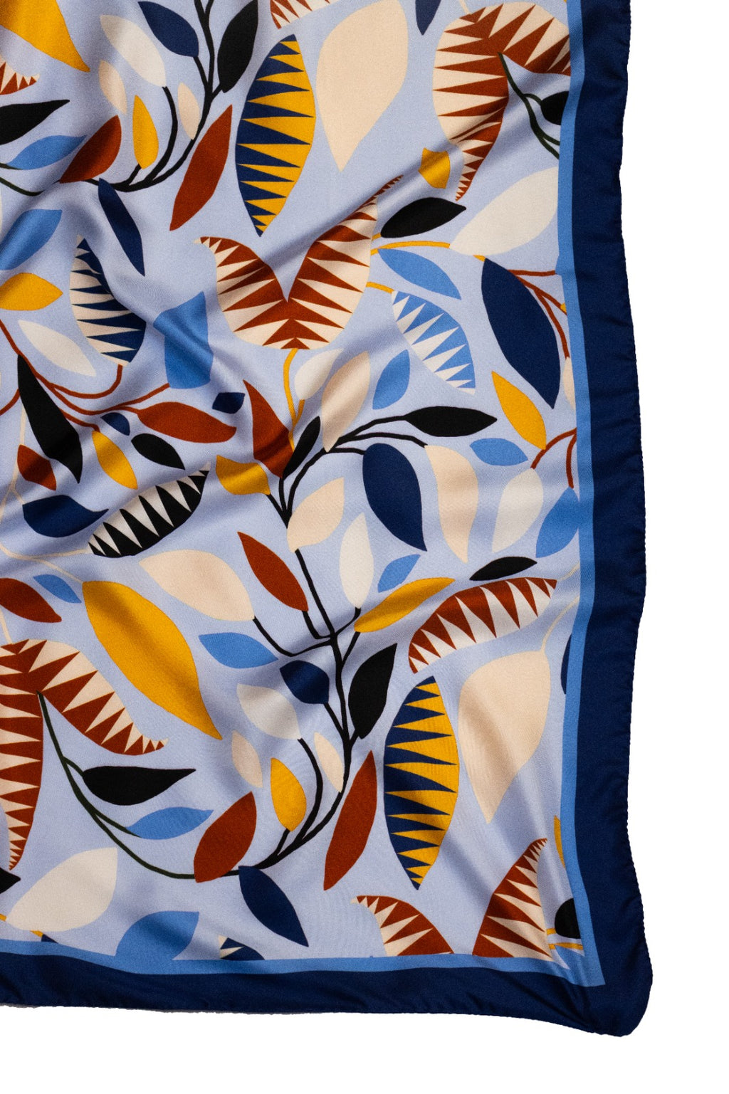 Foulard Classico in Twill di Pura Seta Azzurro e Giallo