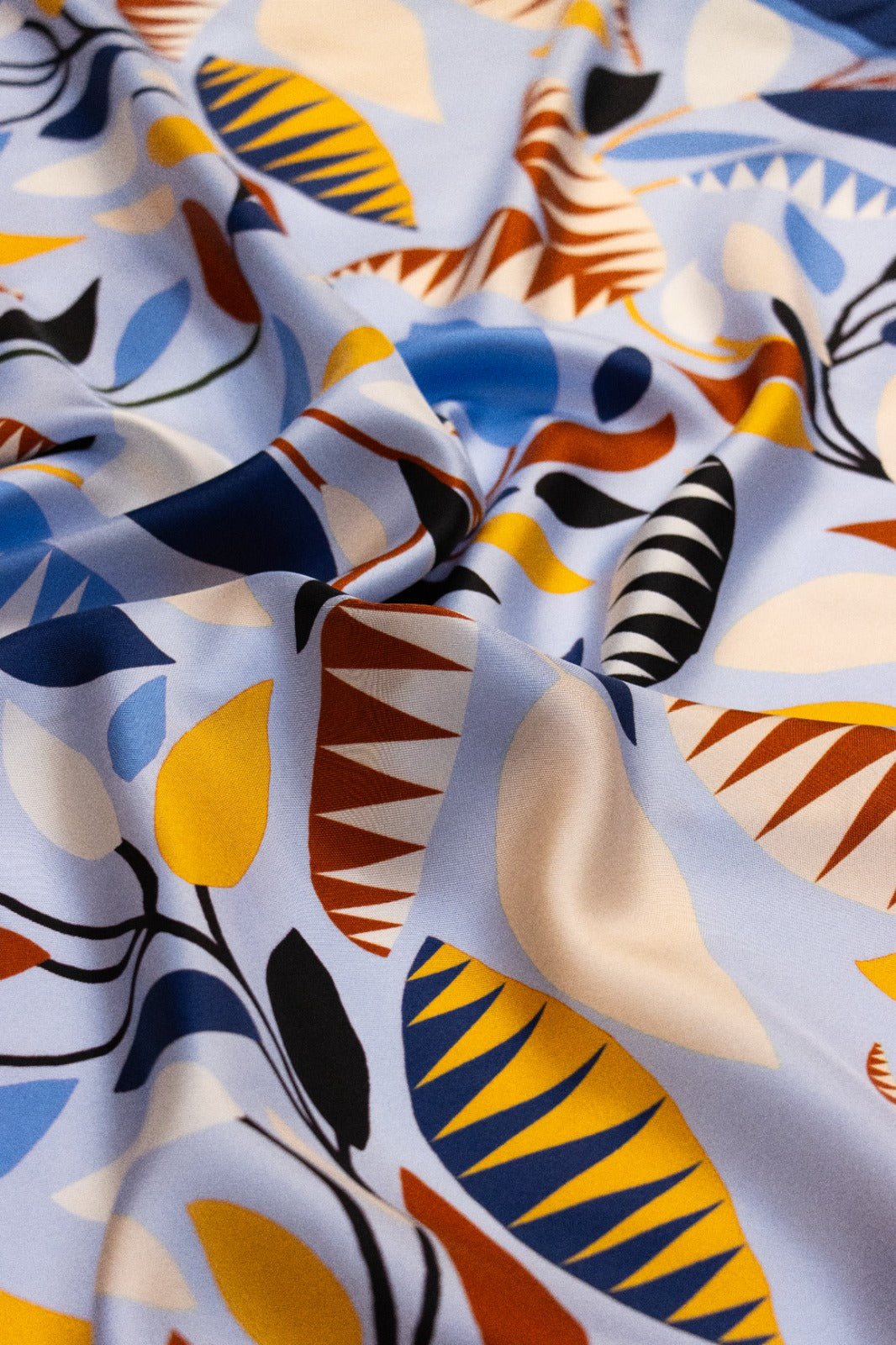 Foulard Classico in Twill di Pura Seta Azzurro e Giallo
