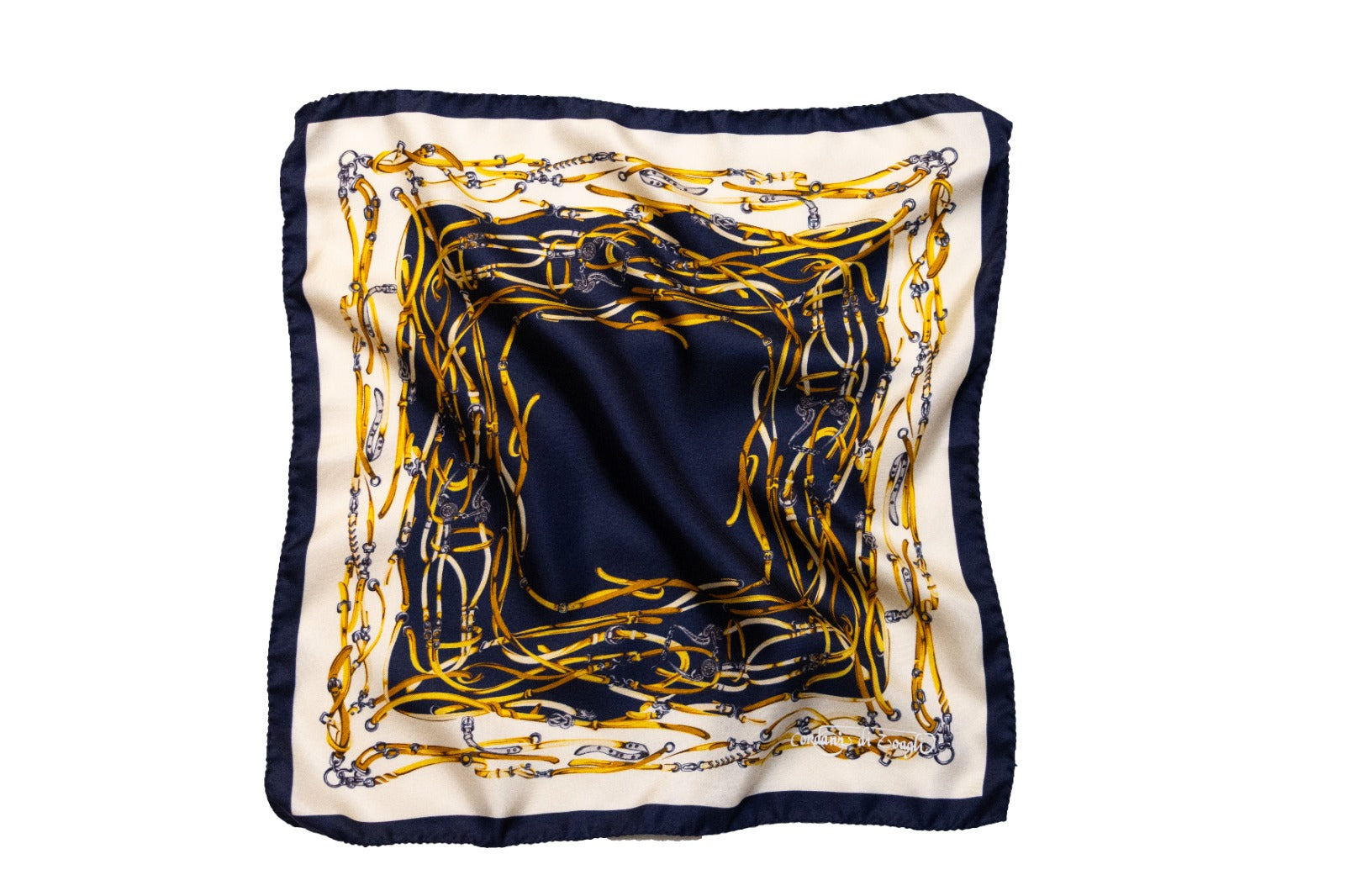 Fularino da collo in Twill di Pura Seta blu e bianco