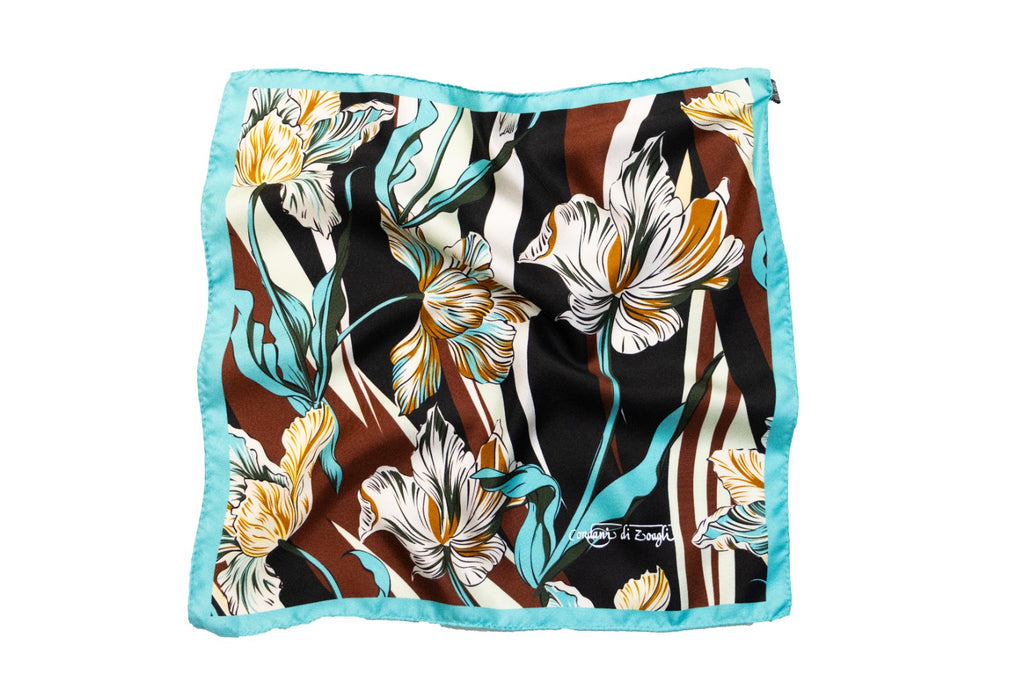 Fularino da collo in Twill di Pura Seta Tiffany e nero