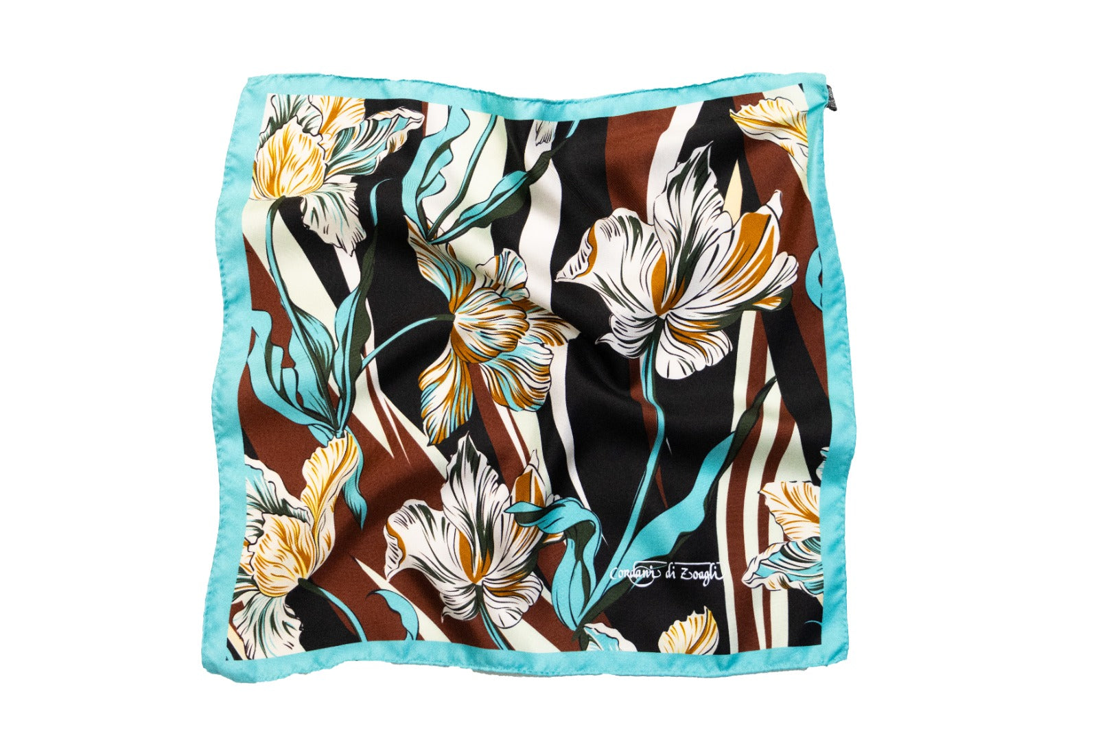 Fularino da collo in Twill di Pura Seta Tiffany e nero