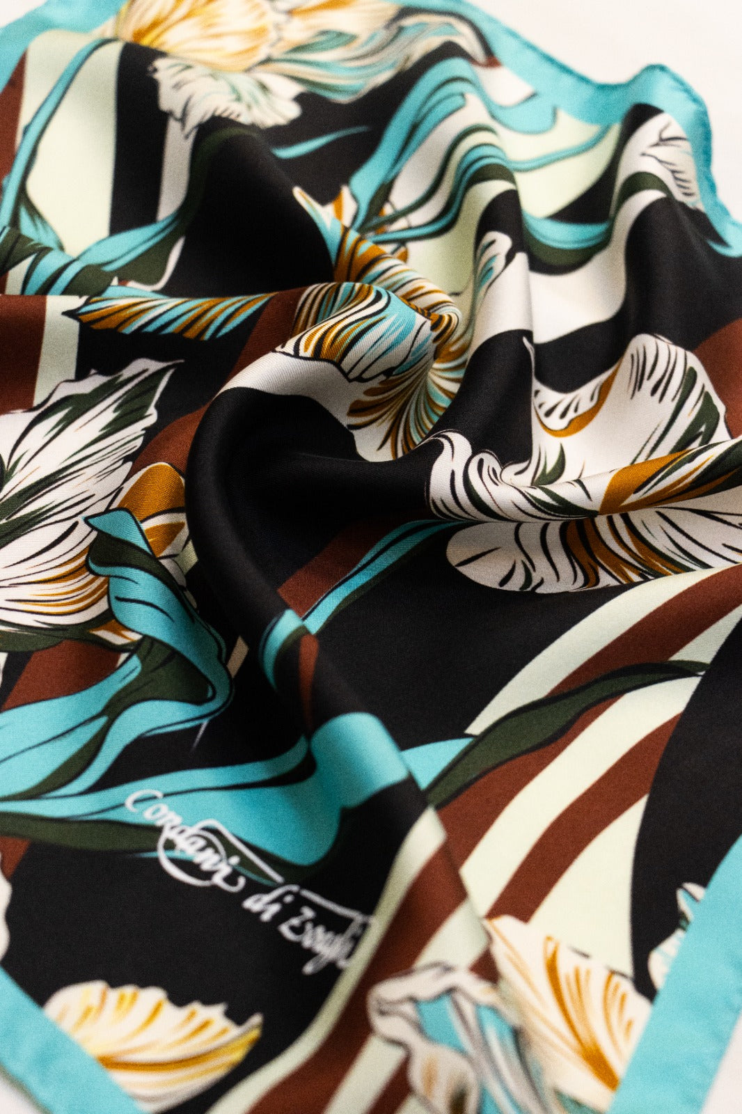 Fularino da collo in Twill di Pura Seta Tiffany e nero