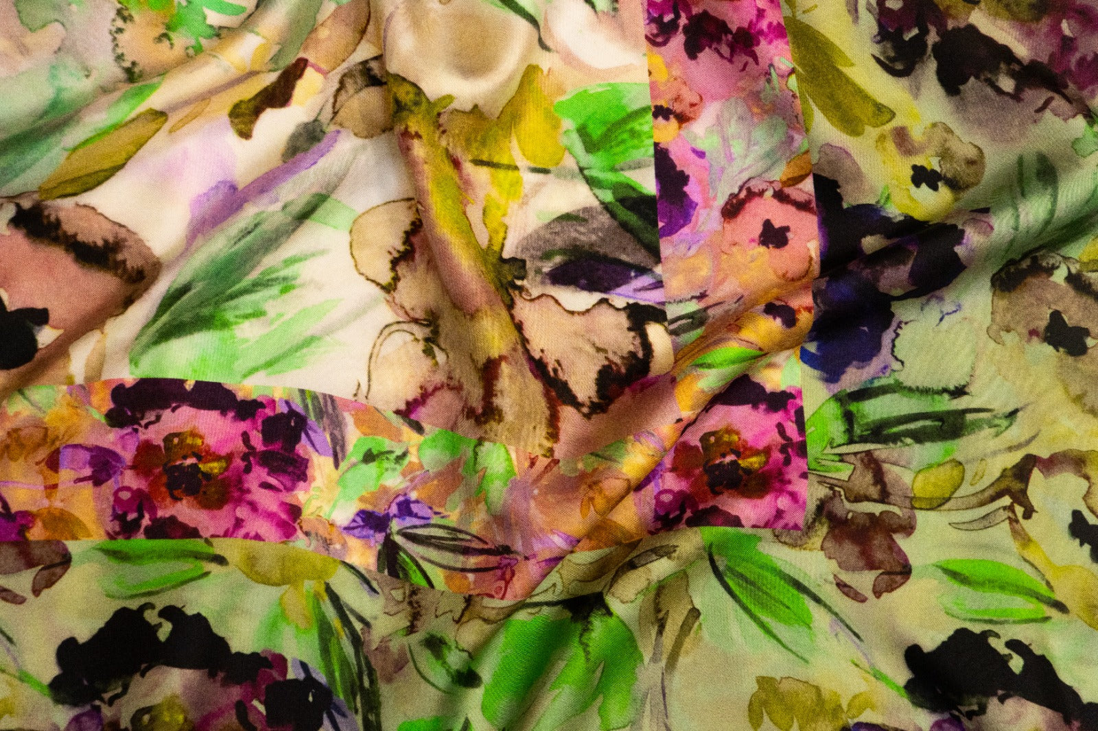 Foulard Classico in Twill di Pura Seta Verde e Viola