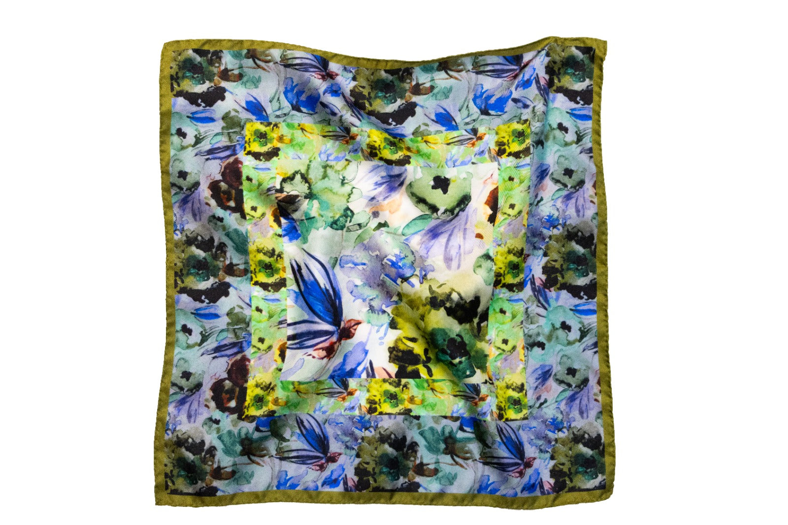 Fularino da collo in Twill di Pura Seta verde e lilla