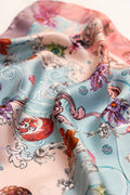 Fularino da collo in Twill di Pura Seta rosa e azzurro