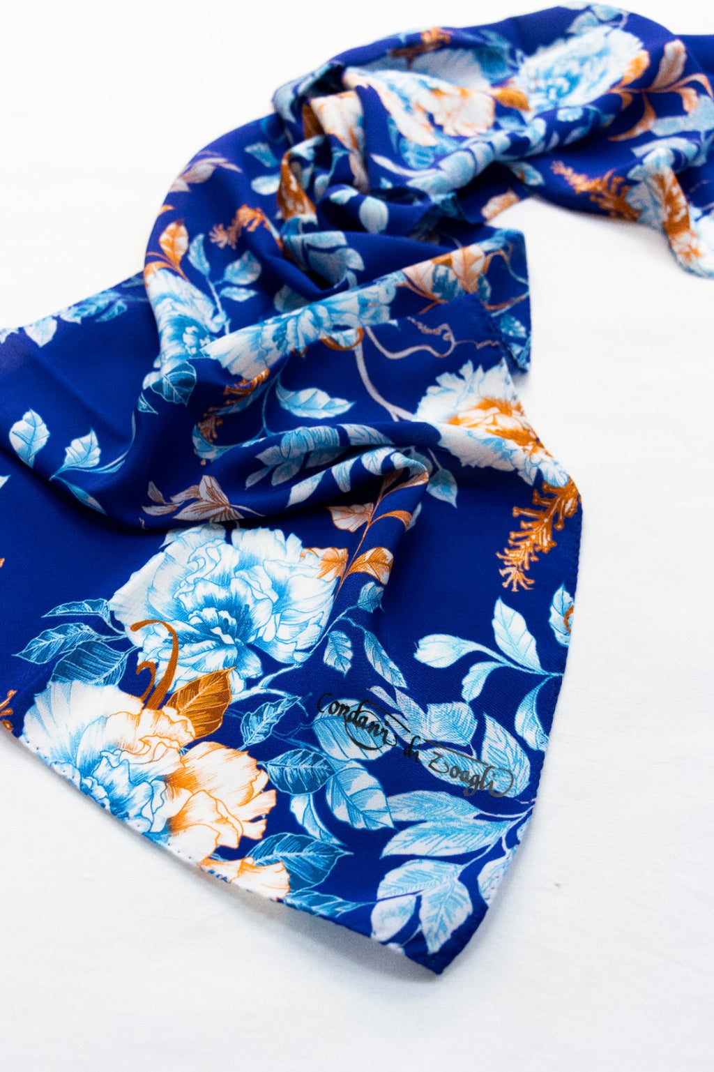 Sciarpa Piccola Seta rose blu