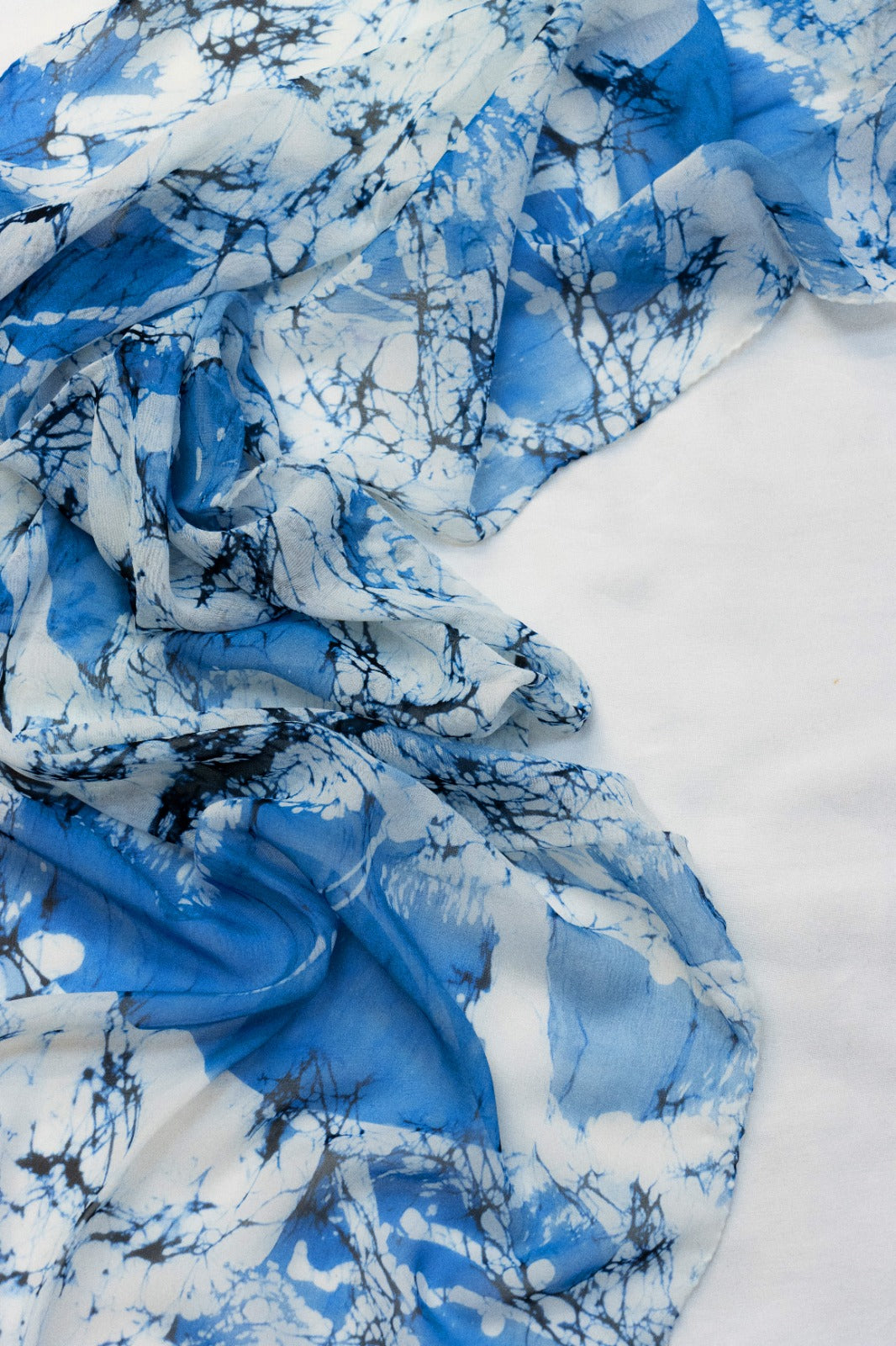 Sciarpa Media Seta marmo blu
