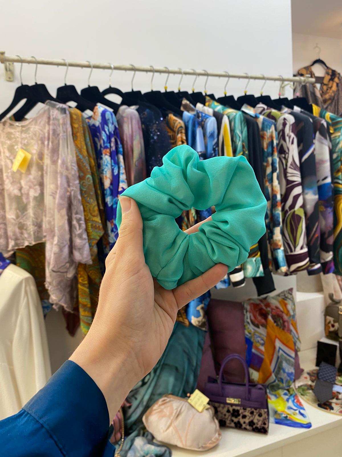 Scrunchies Pura Seta acqua