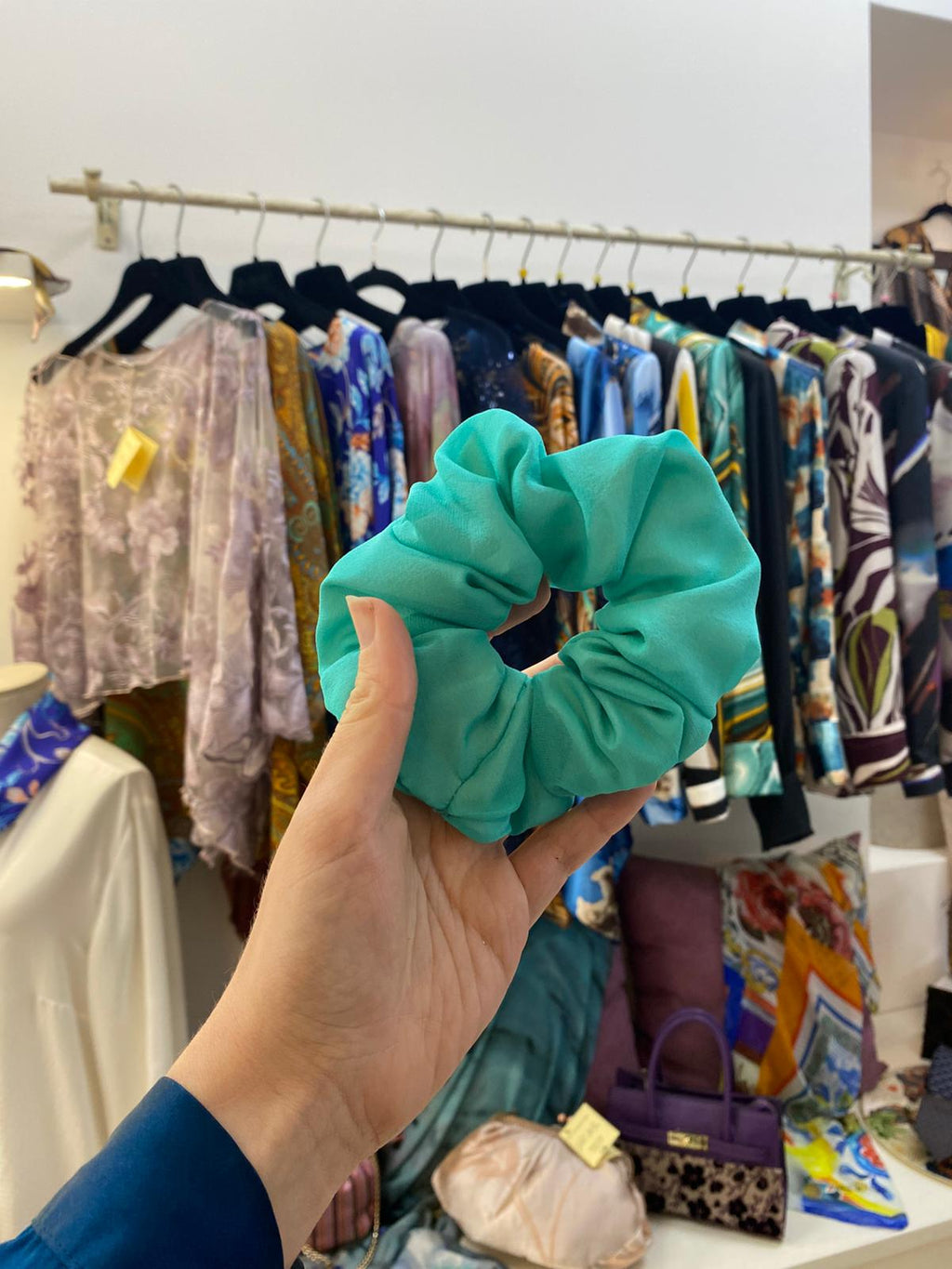 Scrunchies Pura Seta acqua