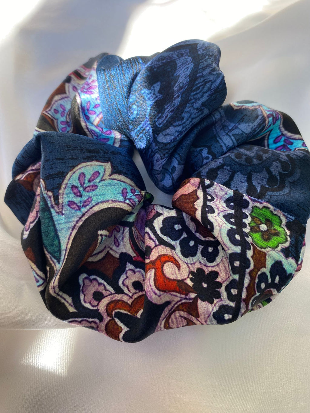Scrunchies Pura Seta Blu fantasia