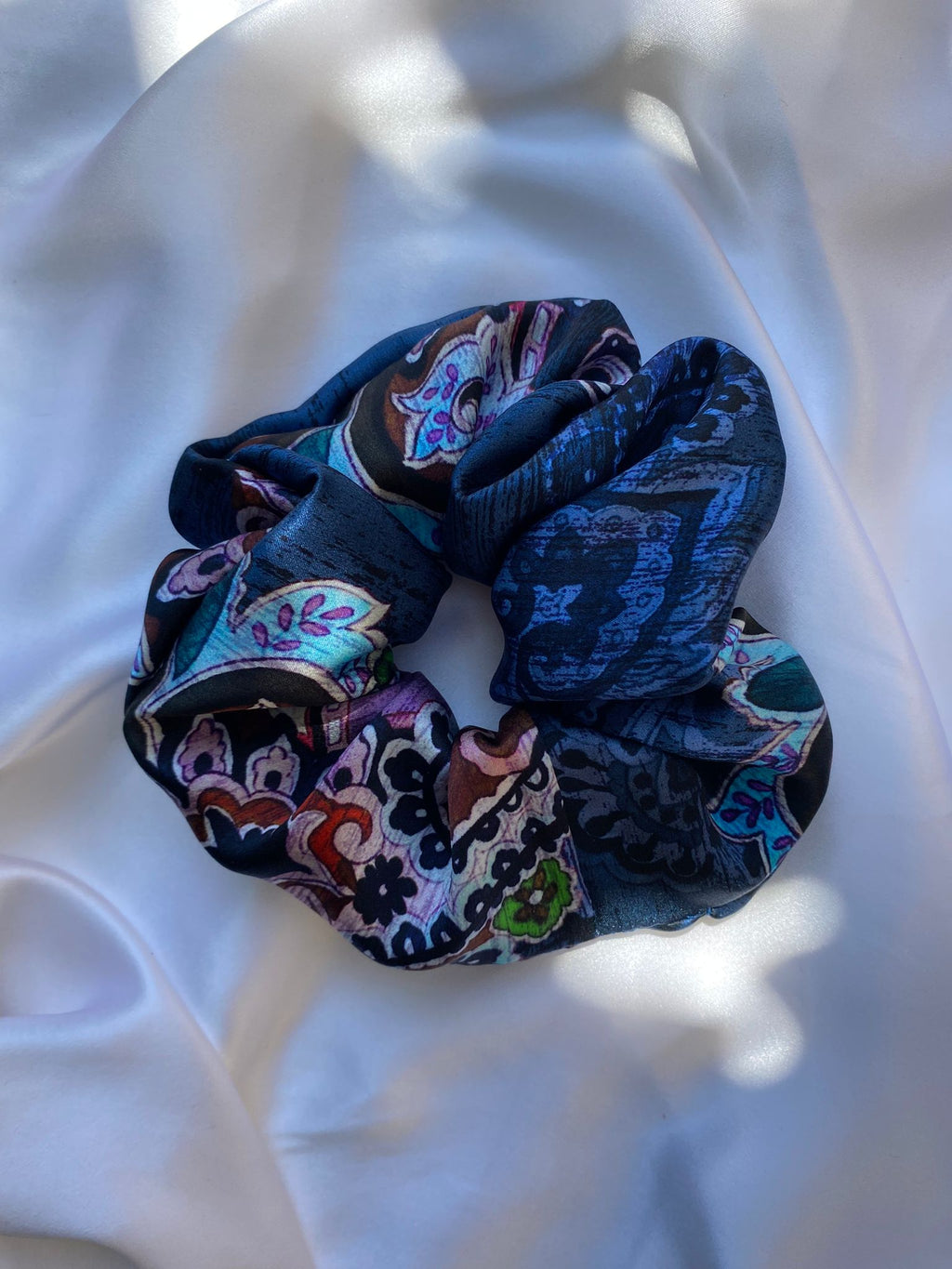 Scrunchies Pura Seta Blu fantasia