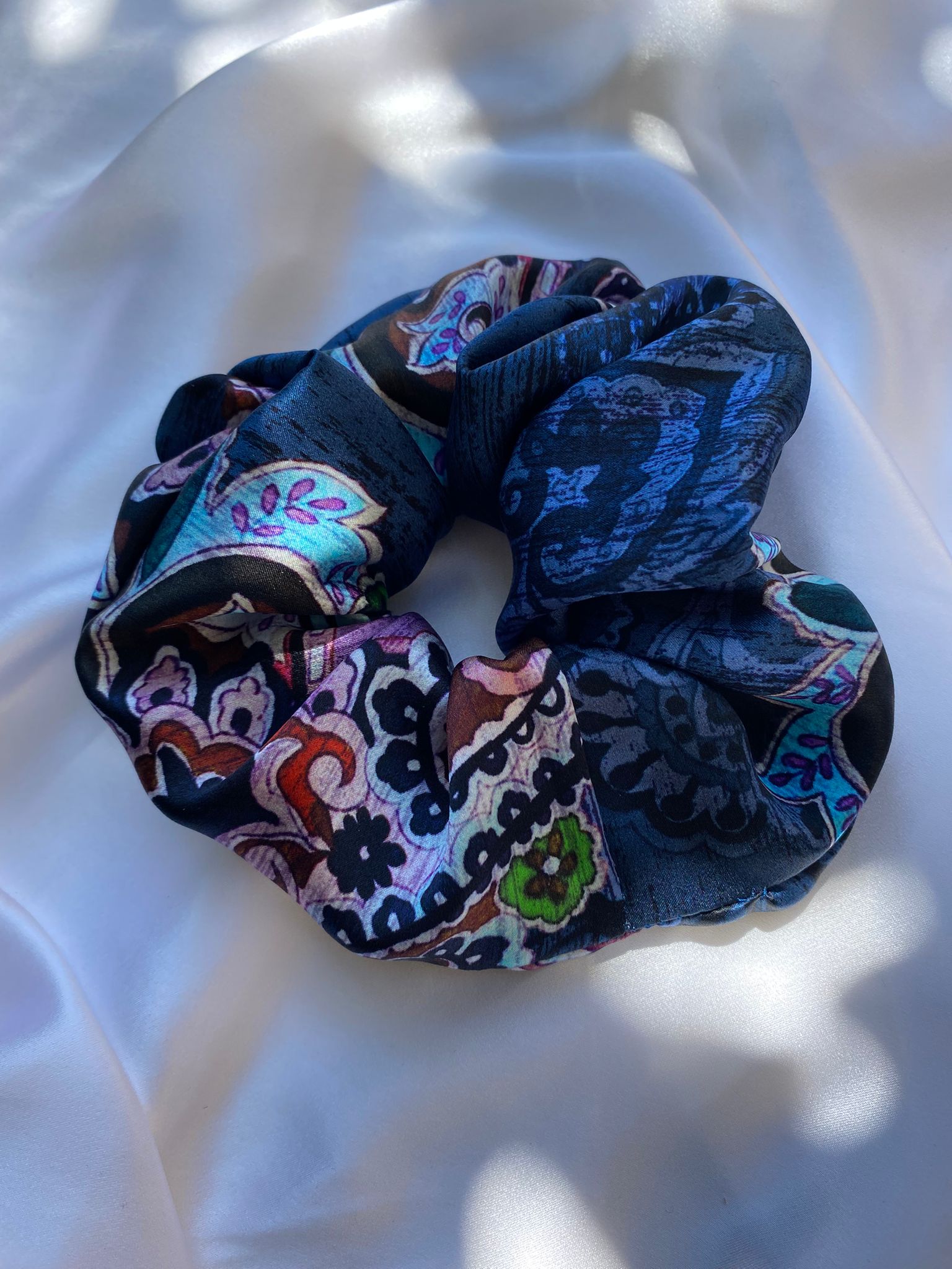 Scrunchies Pura Seta Blu fantasia