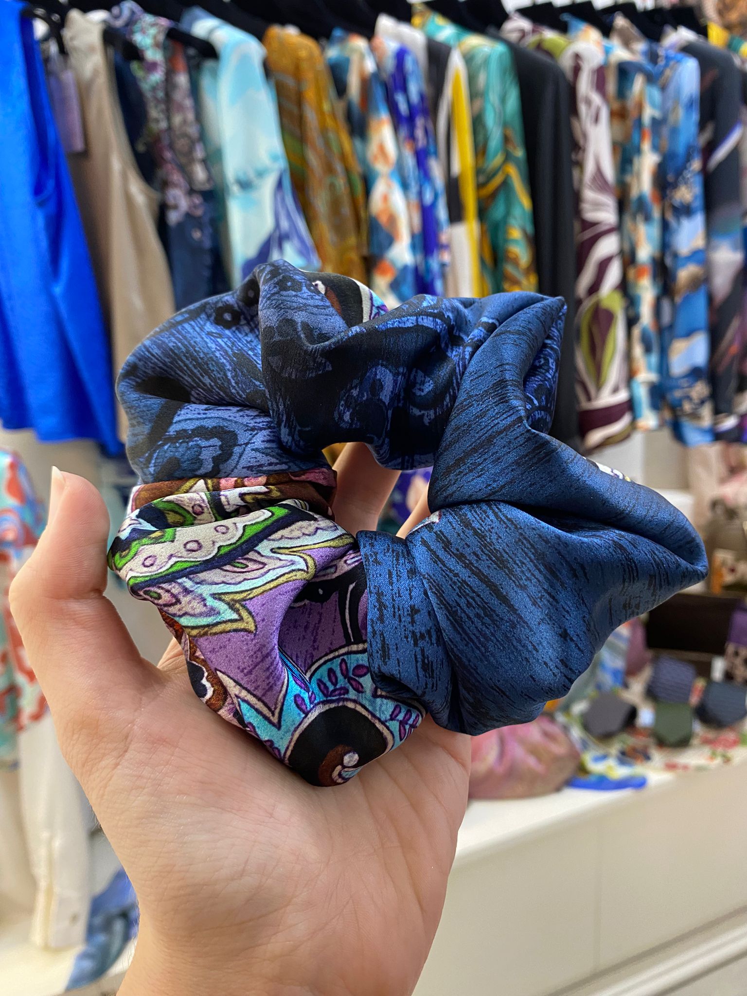 Scrunchies Pura Seta Blu fantasia