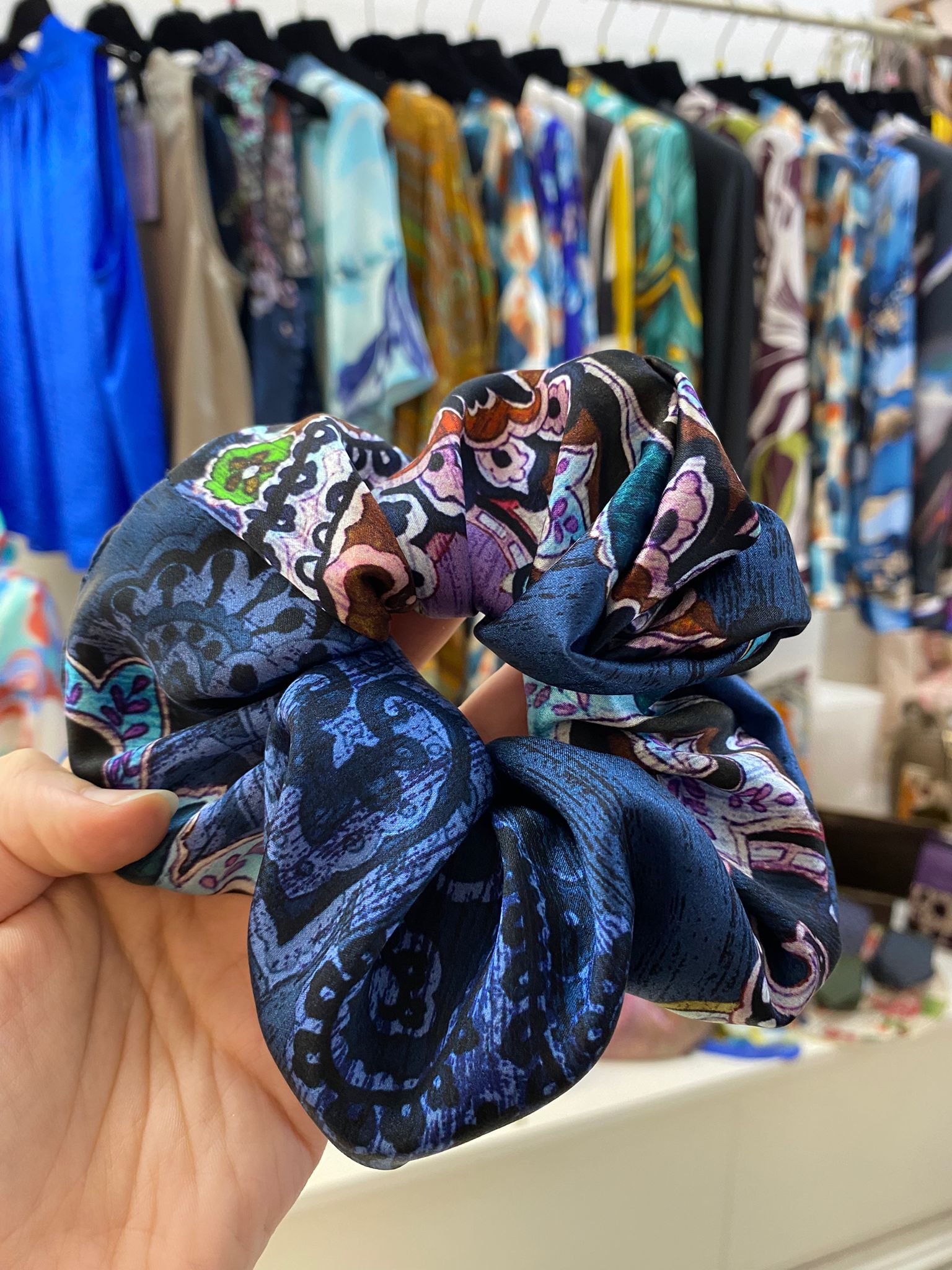 Scrunchies Pura Seta Blu fantasia