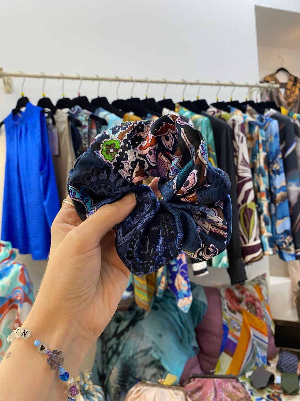 Scrunchies Pura Seta Blu fantasia
