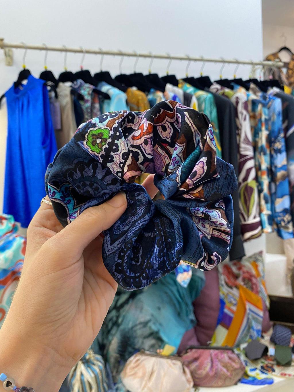 Scrunchies Pura Seta Blu fantasia