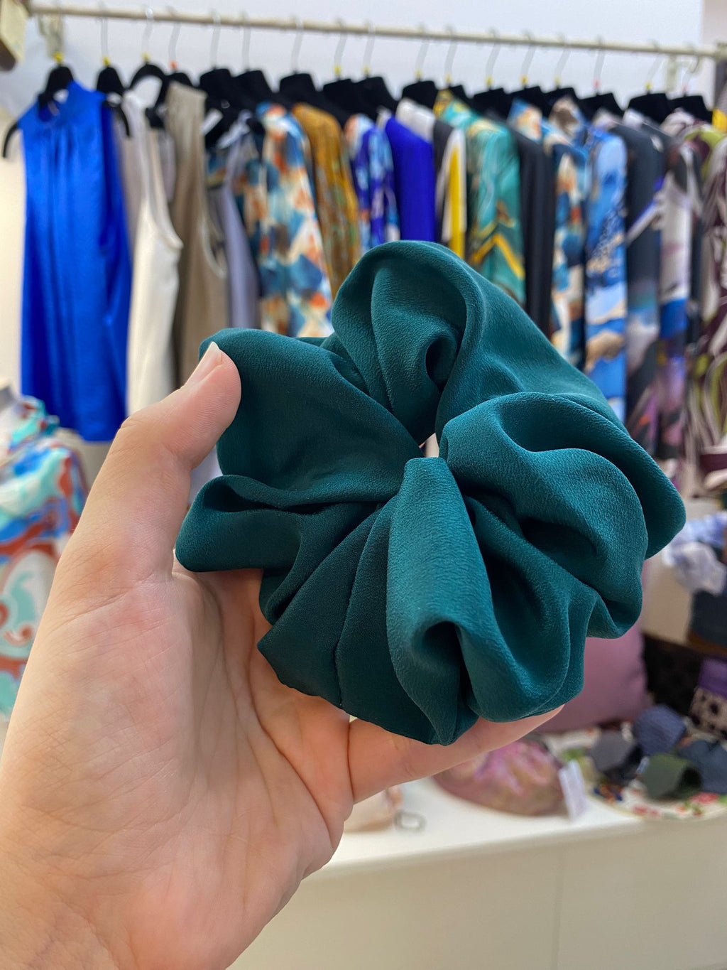 Scrunchies Pura Seta Verde Scuro