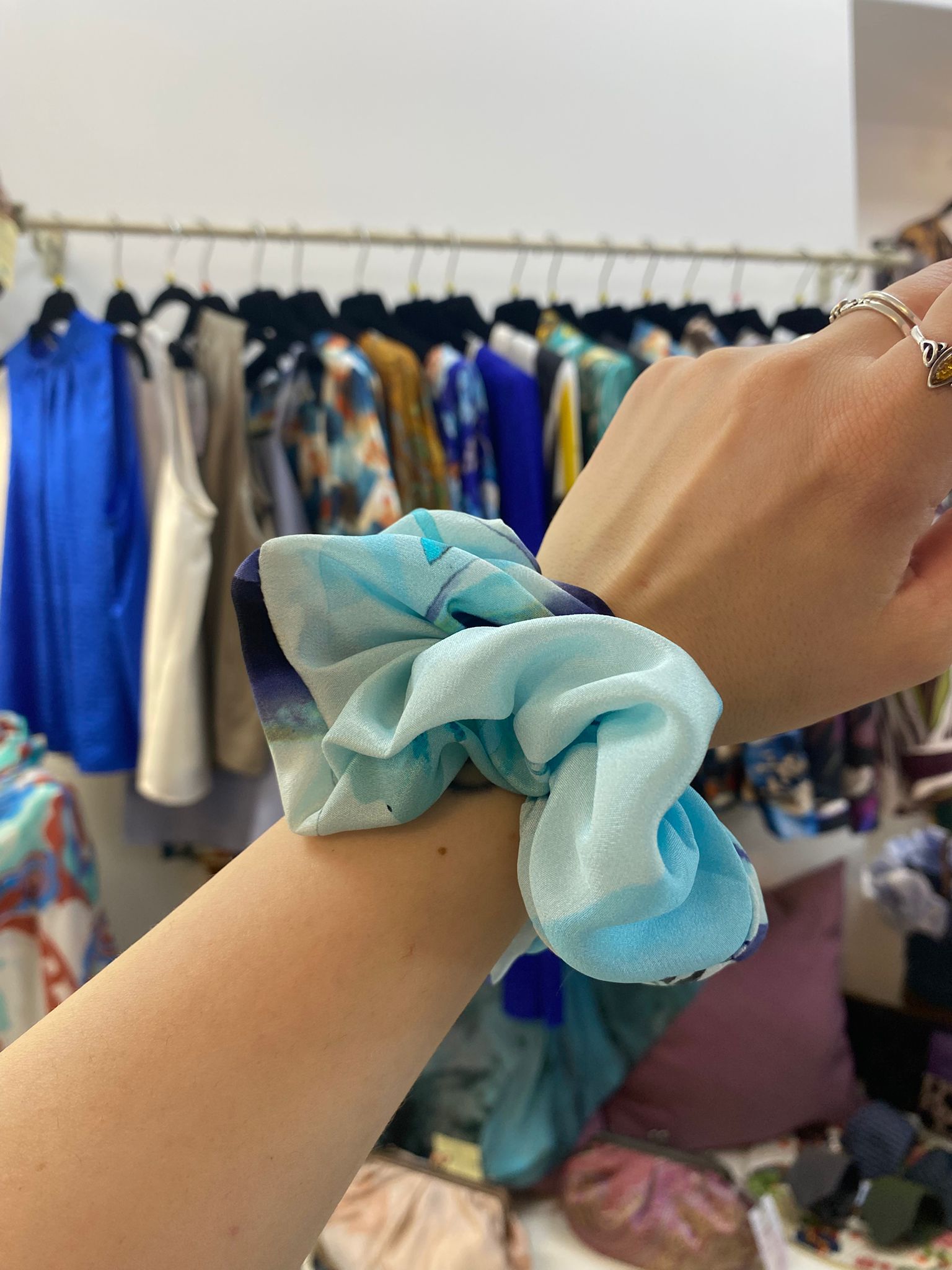 Scrunchies Pura Seta Ghiaccio e Viola