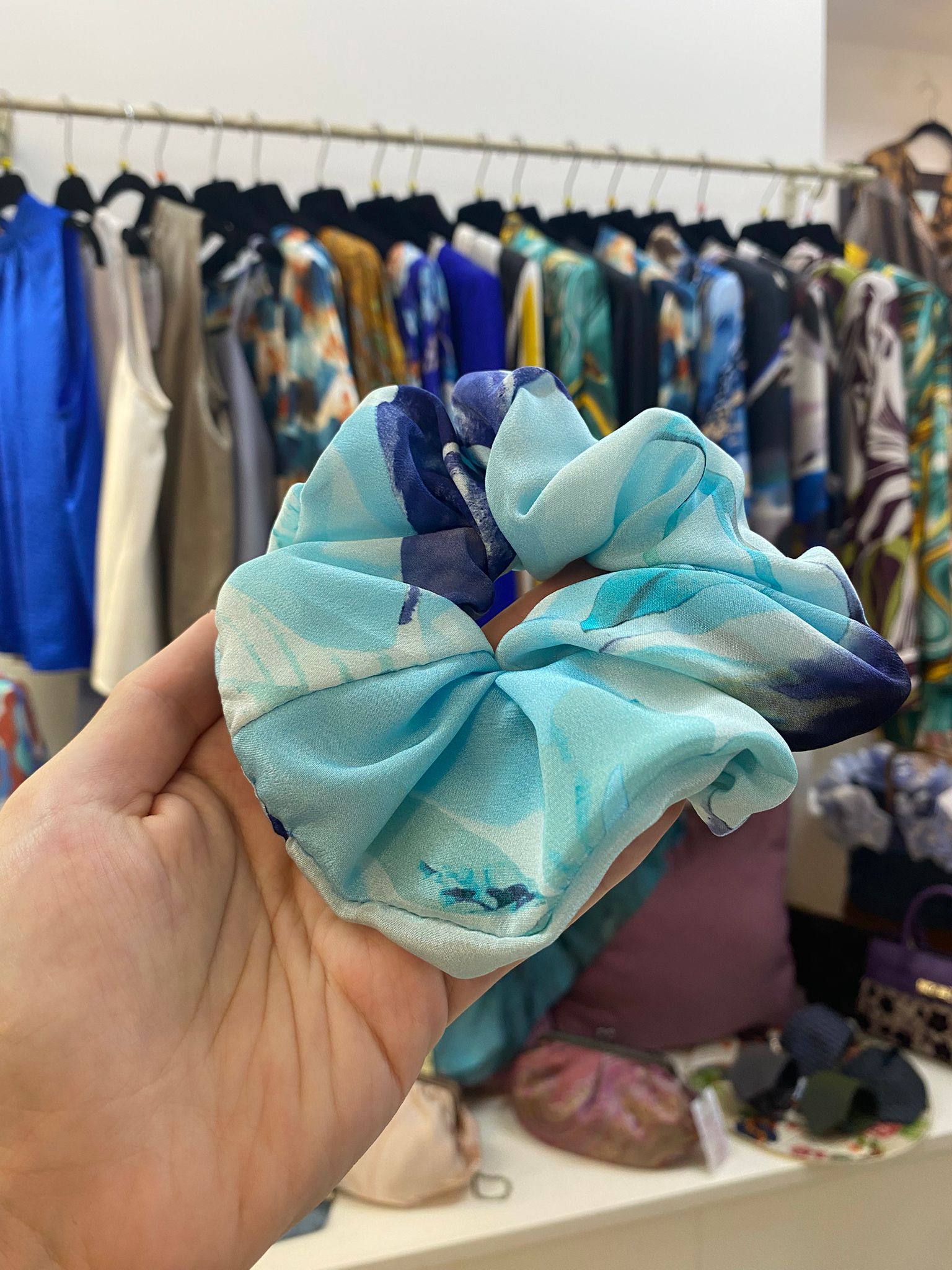 Scrunchies Pura Seta Ghiaccio e Viola
