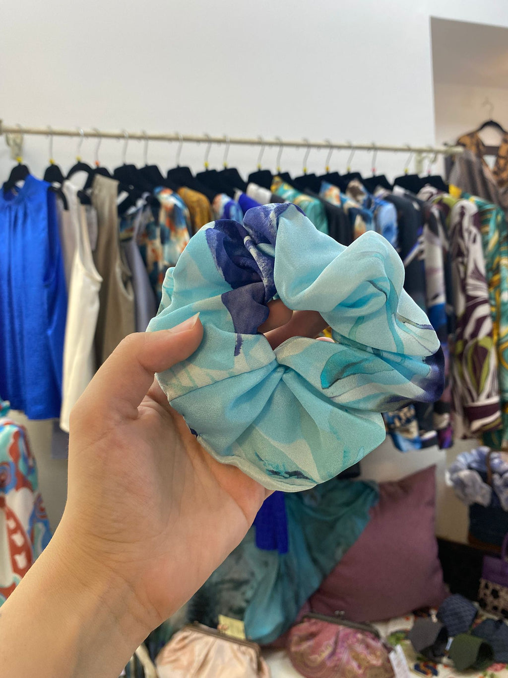Scrunchies Pura Seta Ghiaccio e Viola