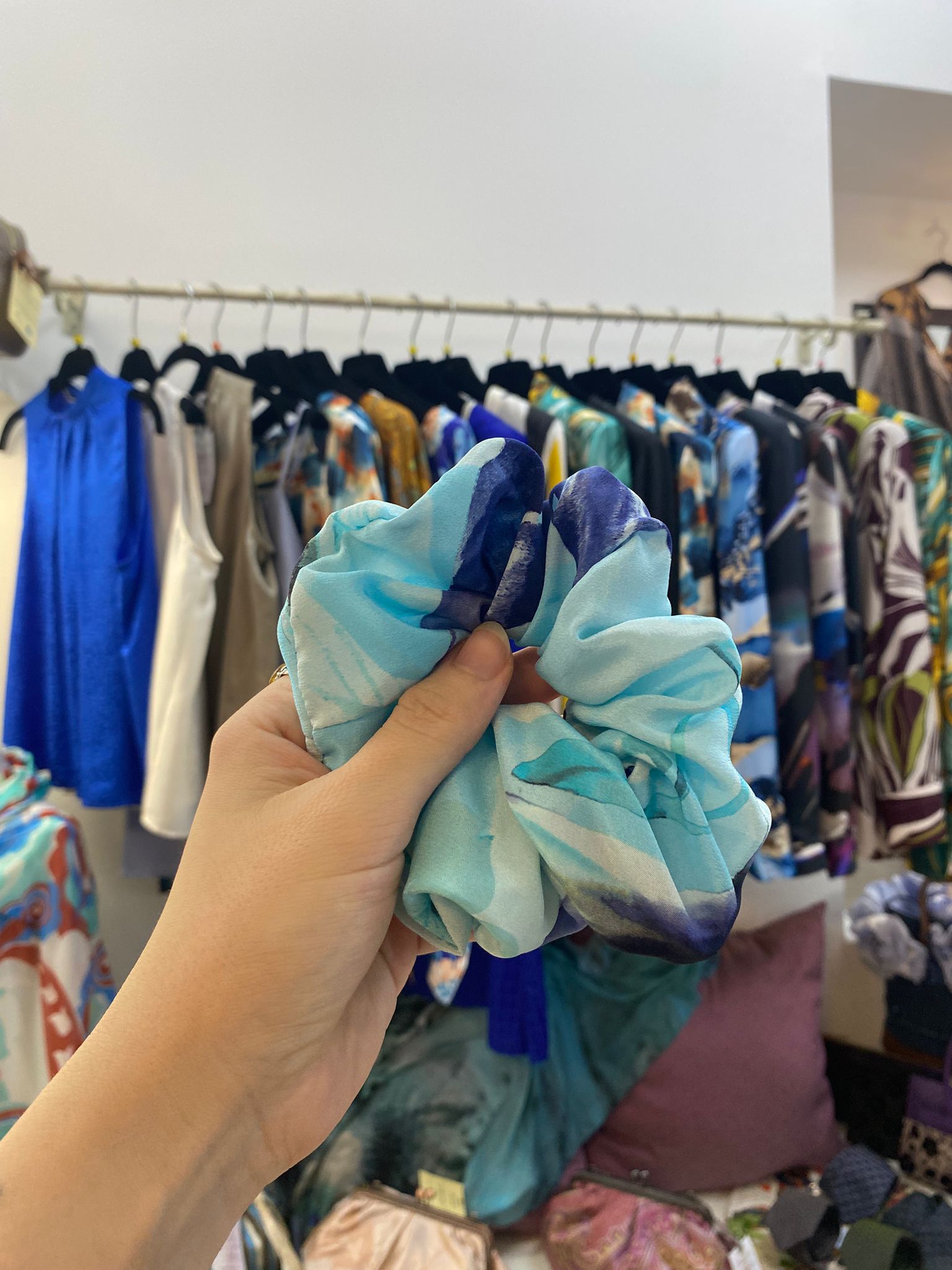 Scrunchies Pura Seta Ghiaccio e Viola