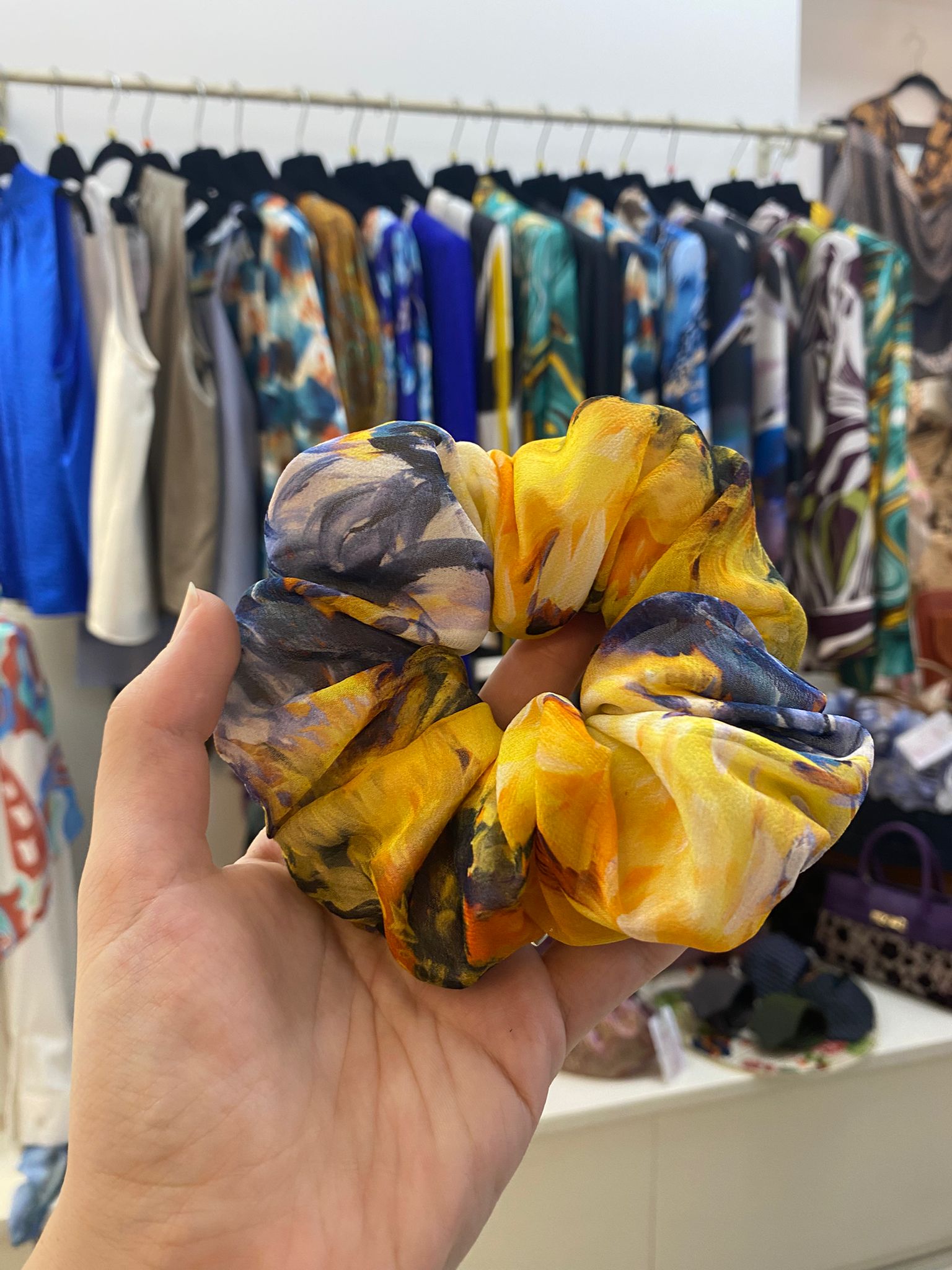 Scrunchies Georgette Pura Seta Fiori Estivi