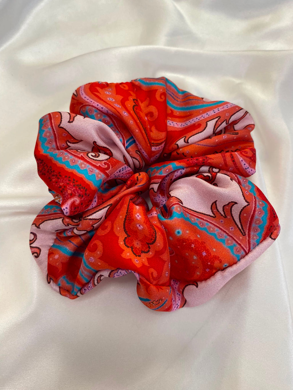 Scrunchies Pura Seta raso disegno cachemire