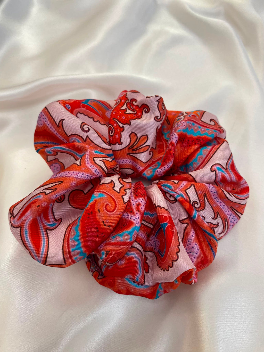 Scrunchies Pura Seta raso disegno cachemire