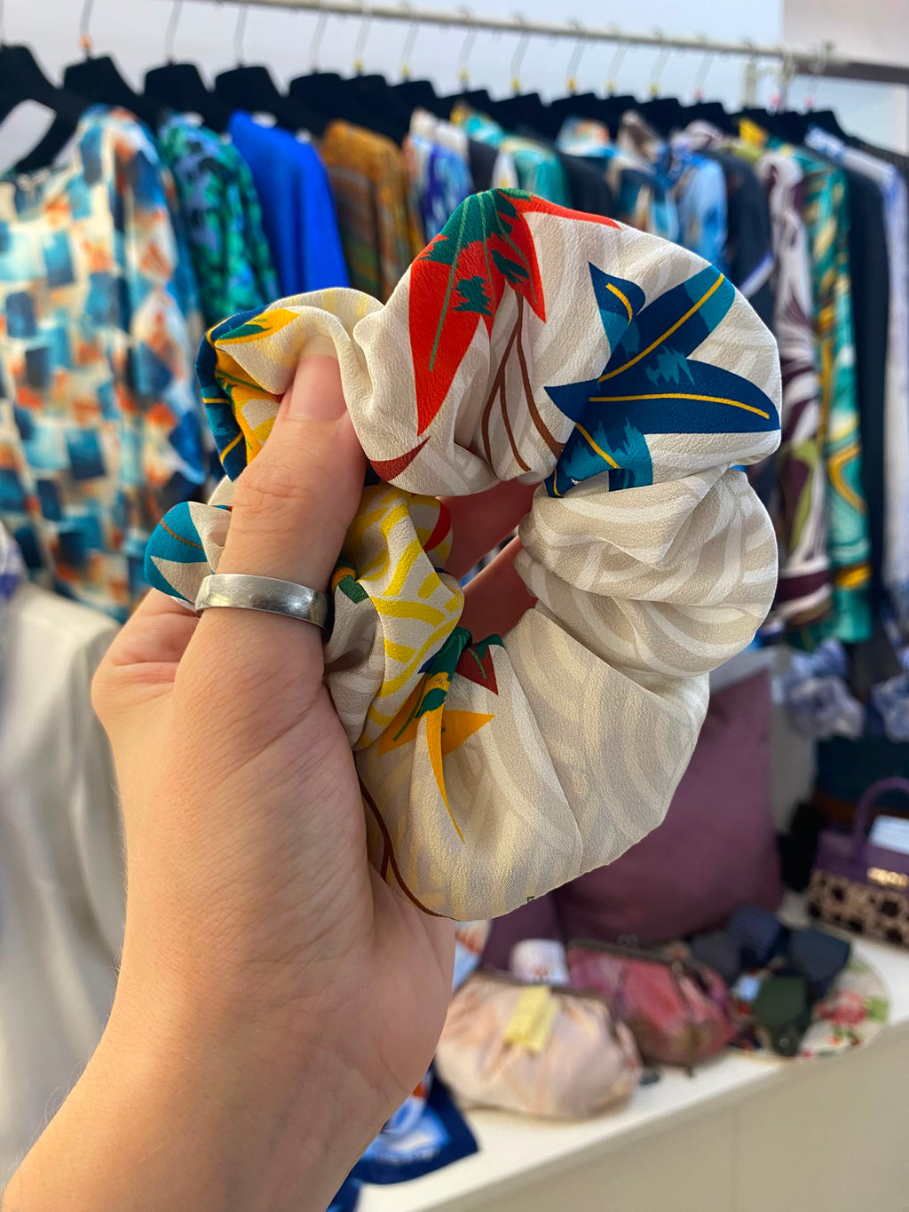 Scrunchies Pura Seta foglie