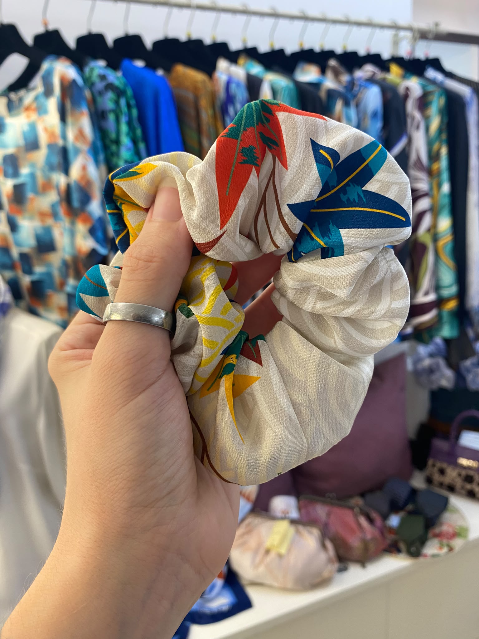 Scrunchies Pura Seta foglie