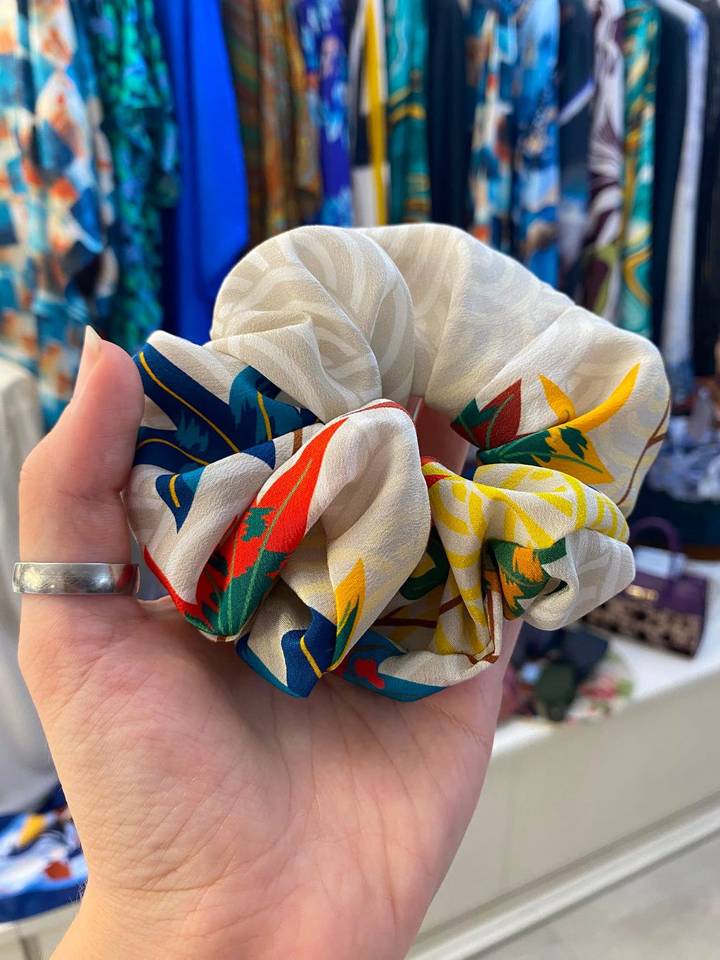 Scrunchies Pura Seta foglie