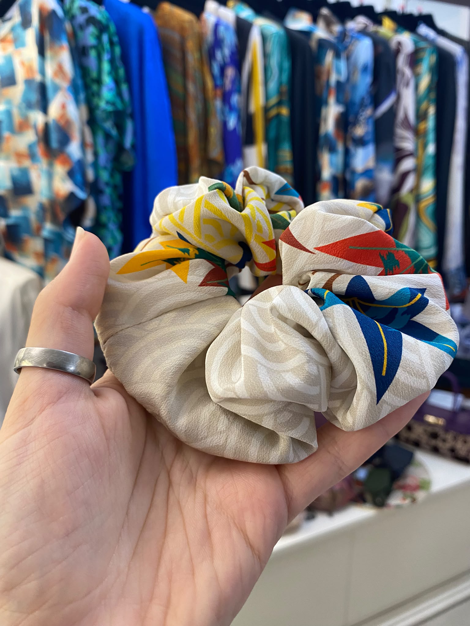 Scrunchies Pura Seta foglie