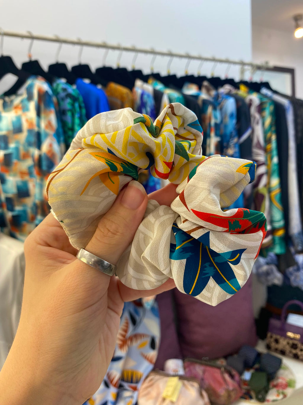 Scrunchies Pura Seta foglie
