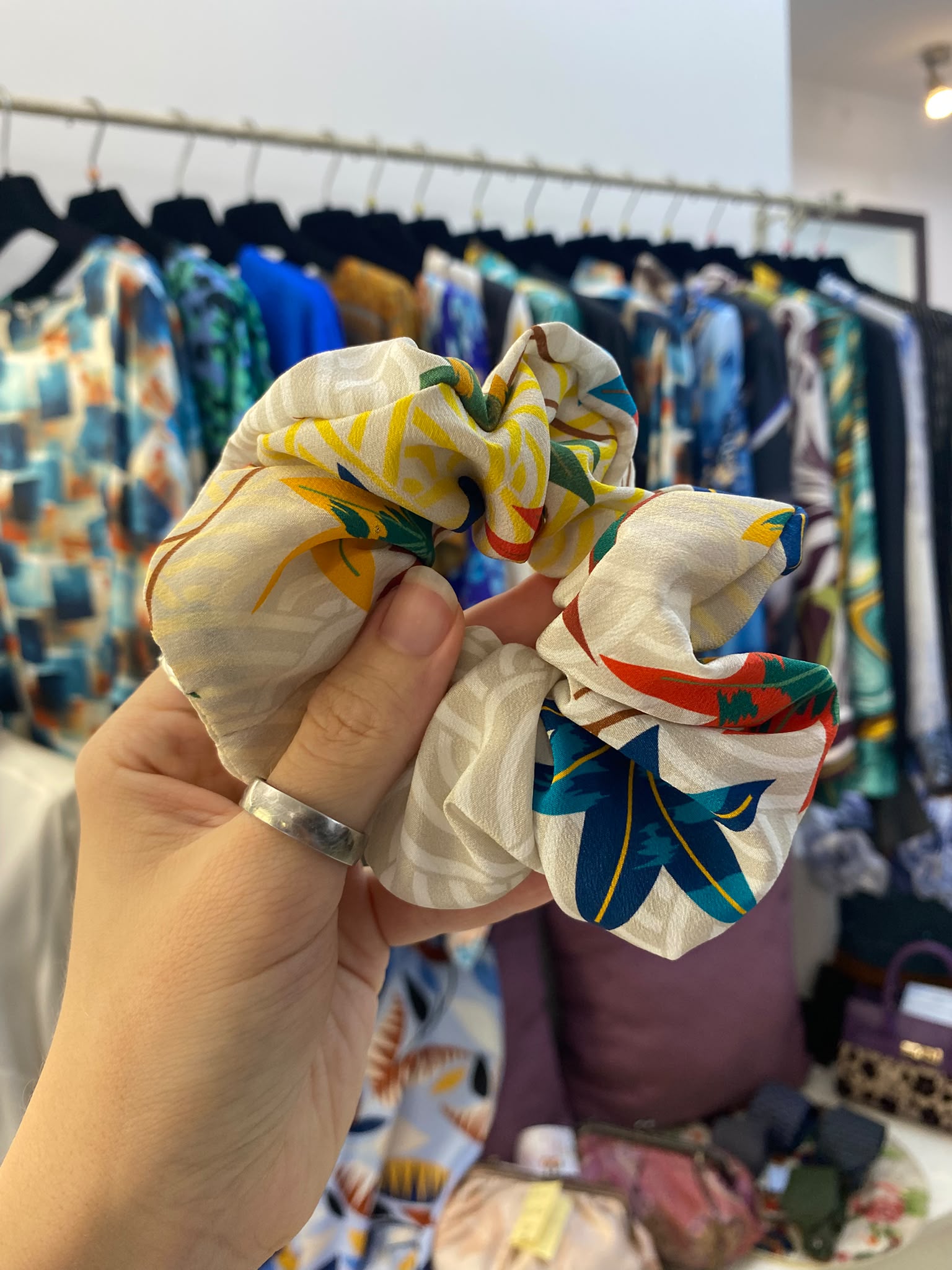 Scrunchies Pura Seta foglie