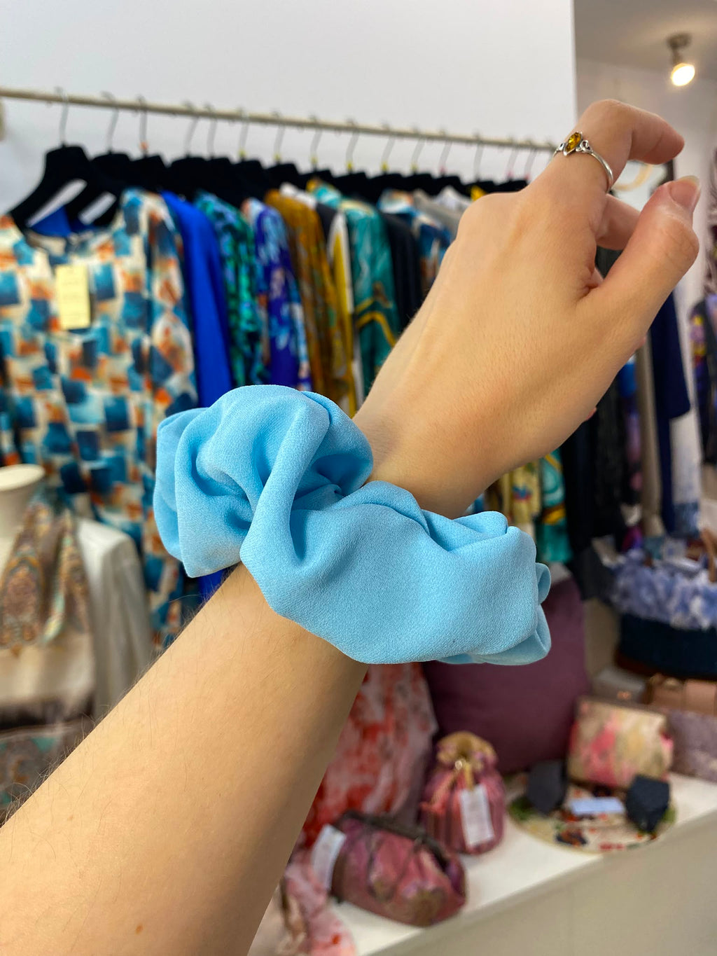 Scrunchies Pura Seta Azzurro cartazzucchero