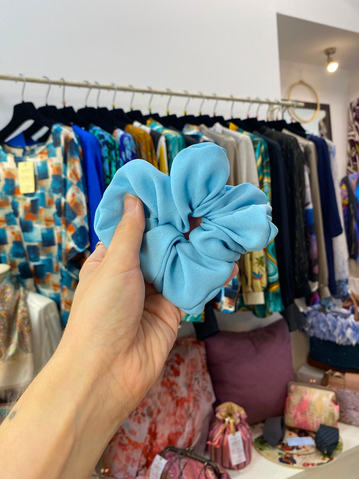 Scrunchies Pura Seta Azzurro cartazzucchero