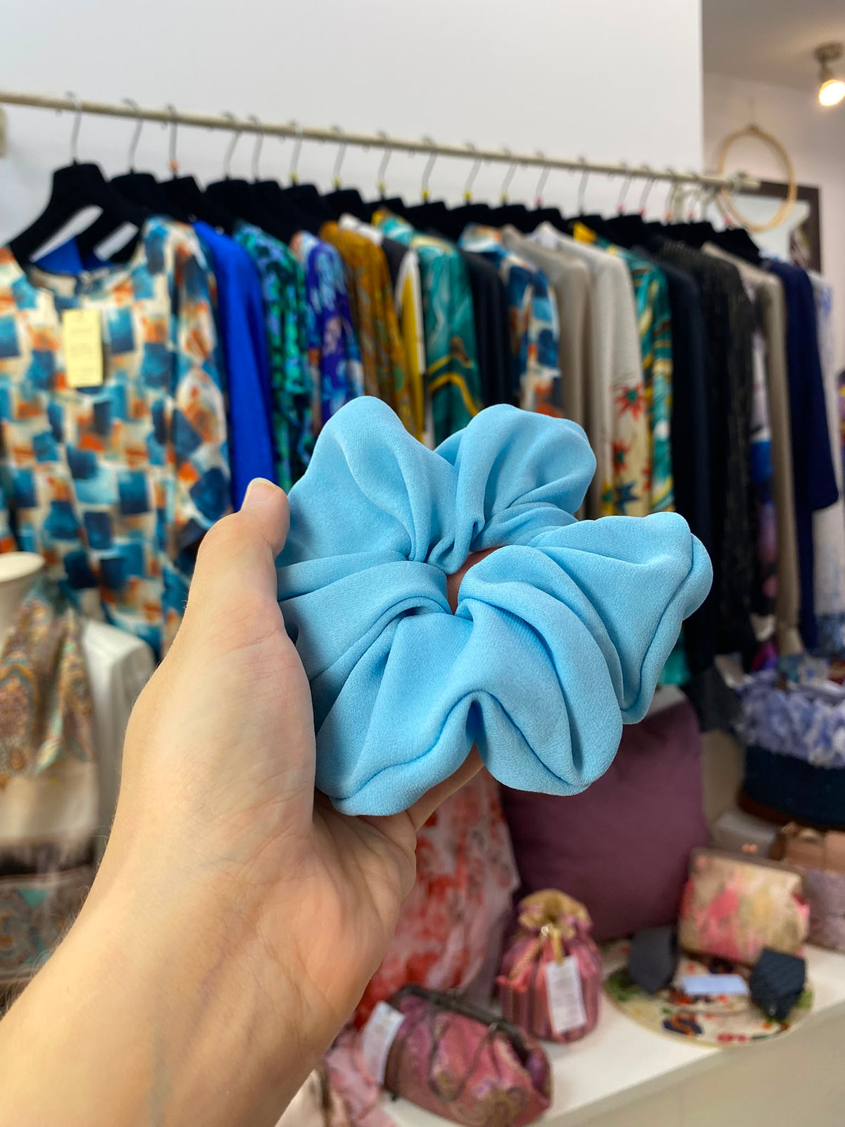Scrunchies Pura Seta Azzurro cartazzucchero