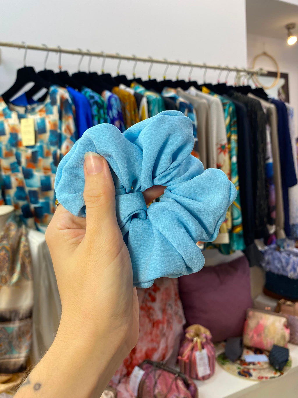 Scrunchies Pura Seta Azzurro cartazzucchero